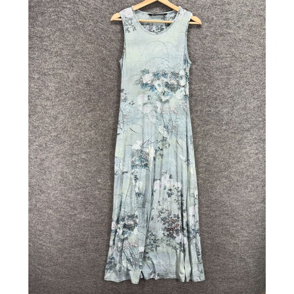 Peruvian Connection Dress Women S Small Gray Floral Maxi Long Sleeveless Casual - Picture 1 of 6